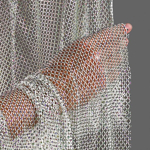 Сетка бельевая со стразами 100 г/м², шир.140 см / 13.71 метра, 2025 цв.1 белый /2025.01/