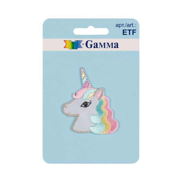 Термоаппликация №02, 1 шт, 01-202 Единорог 4.1х4.8 см, Gamma ETF