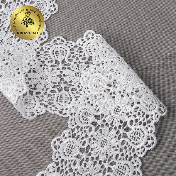 Кружево гипюр (плетёное) 80 мм / 13.71 метров, TBY.02584, цв.1 белый