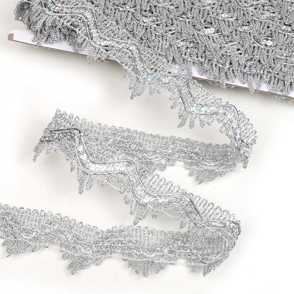 Тесьма отделочная 40 мм, 13-2265 цв.серебро уп.13.71м