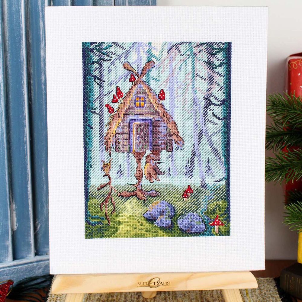 Набор для вышивания нитками МП Студия, Необычная избушка 20х15см