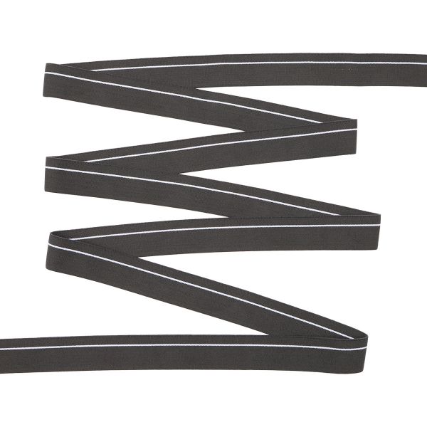 Резинка для мужских трусов и боксеров 30.0 мм / 25 метров, тканая мягкая, 21 г/м, т.серый/белый полоса