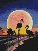 Алмазная (кристальная) мозаика Фрея, Фламинго на закате, 30х40 см