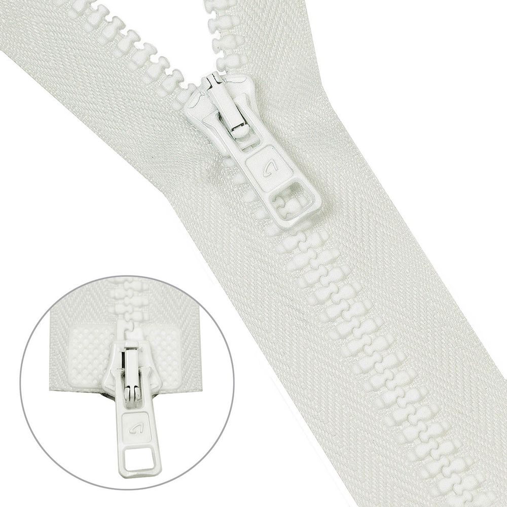 Молния трактор Arta Т6 (6 мм) 2 зам., разъем., 65 см, 001 белый, 5 шт