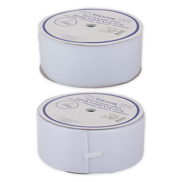 Лента контактная липучка (велкро) пришивная уп. 100 мм / 25 метров, черный, Gamma LG-100, ПАРА (крючок+петля), качество 