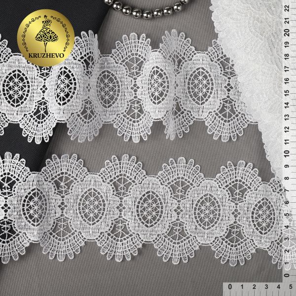 Кружево гипюр (плетёное) 90 мм / 13.71 метров, TBY.16GB2007, цв.1 белый