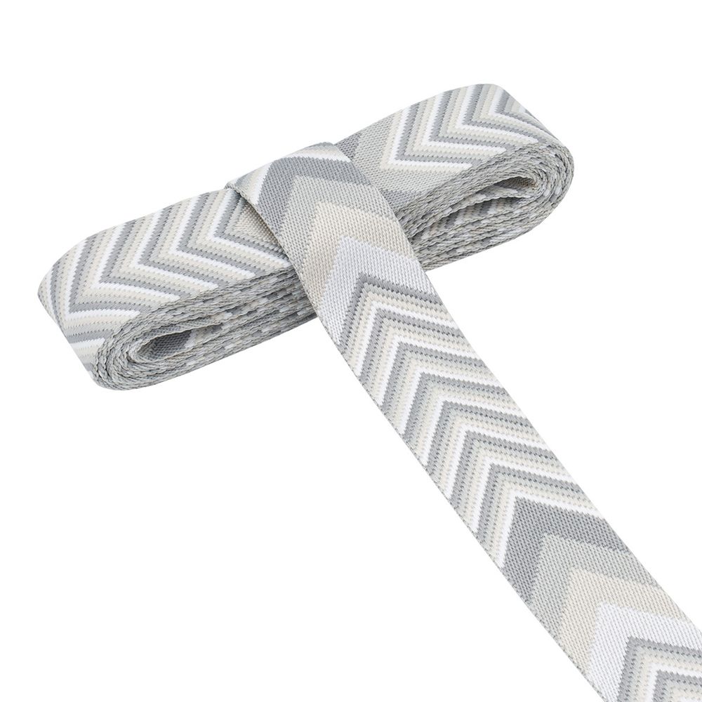 Стропа (ременная лента) 38 мм / 3 метра, [40 г/пог.м], с принтом 2-сторонняя, D144 серый/белый, 3Al354