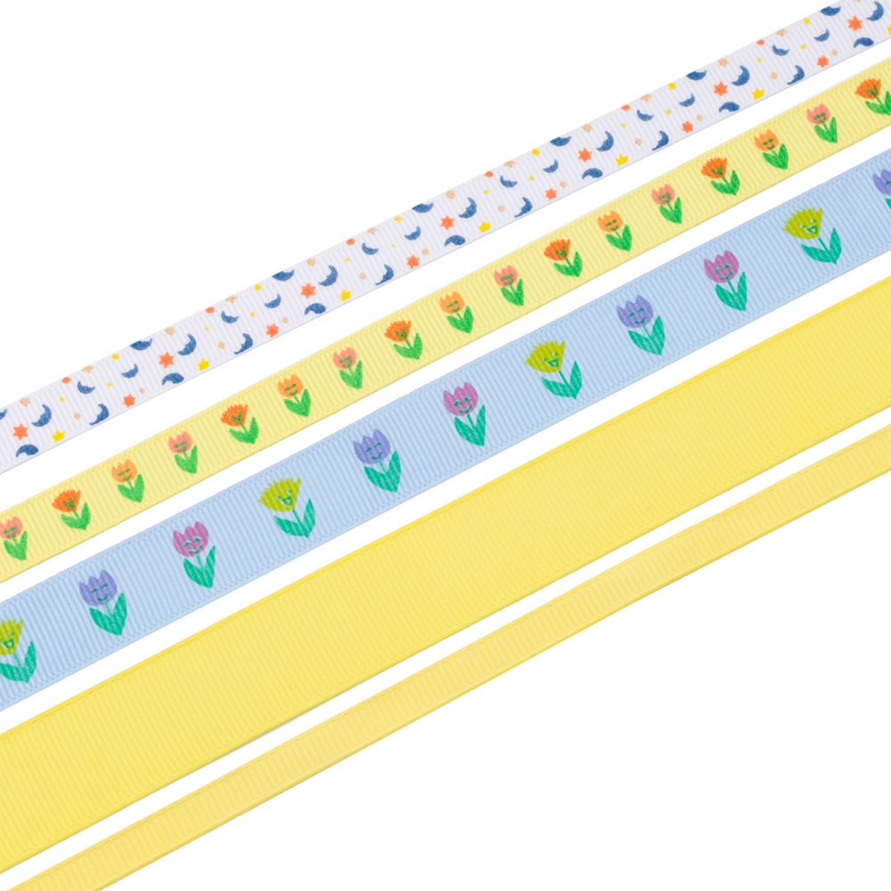 Набор репсовых лент, 5 шт, 45 м (2 шт по 18 м и 3 шт по 3 м), цвет желтый