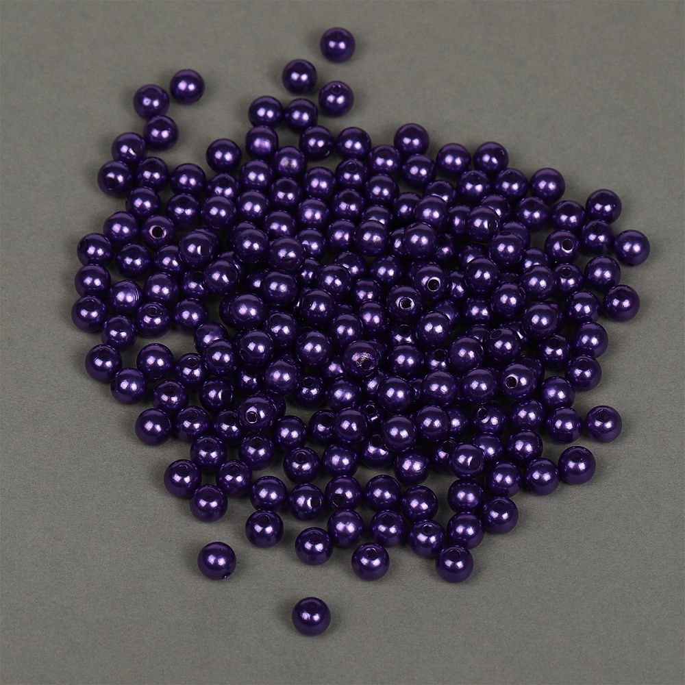 Бусины пластик (перламутр) ⌀8 мм, цв.133 фиолетовый, уп.500г (2130 шт), Magic4Hobby