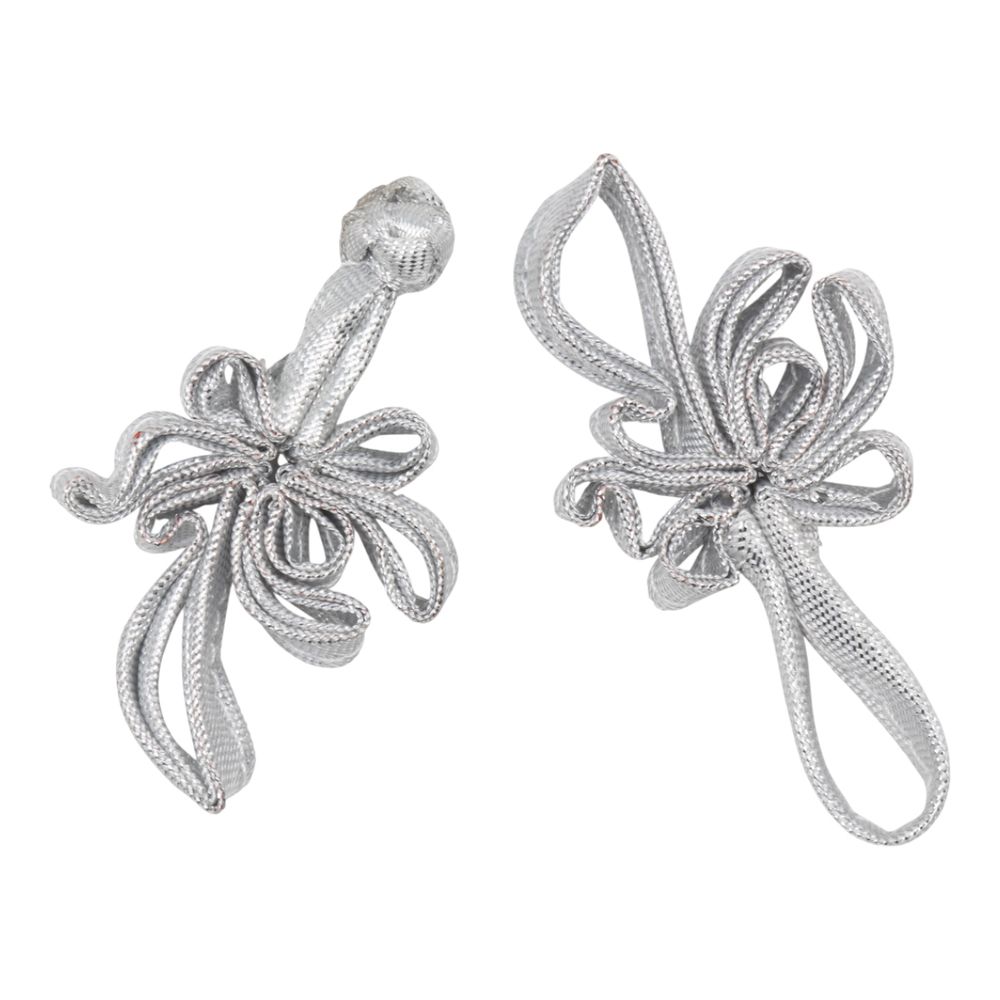 Сутажная застежка, 9 см (серебро), NO.3, 5 шт