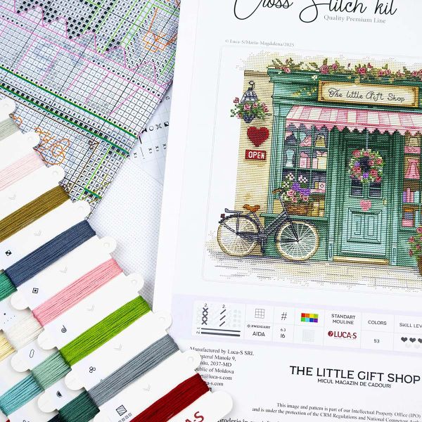 Набор для вышивания нитками Luca-S, Магазинчик сувениров, 26х21см