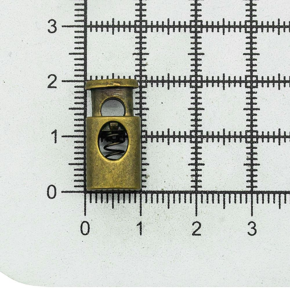Фиксатор (зажим) для шнура металл 1 отв., 20х10 мм, (in ⌀4.5 мм), цв.латунь, 20 шт