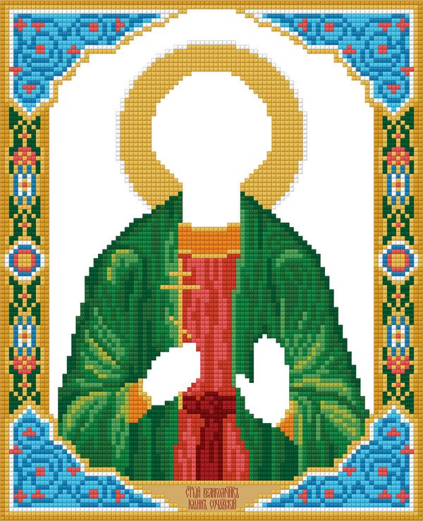 Алмазная (кристальная) мозаика Фрея, Икона святого великомученика Иоанна Нового Сочавского, 27х22 см