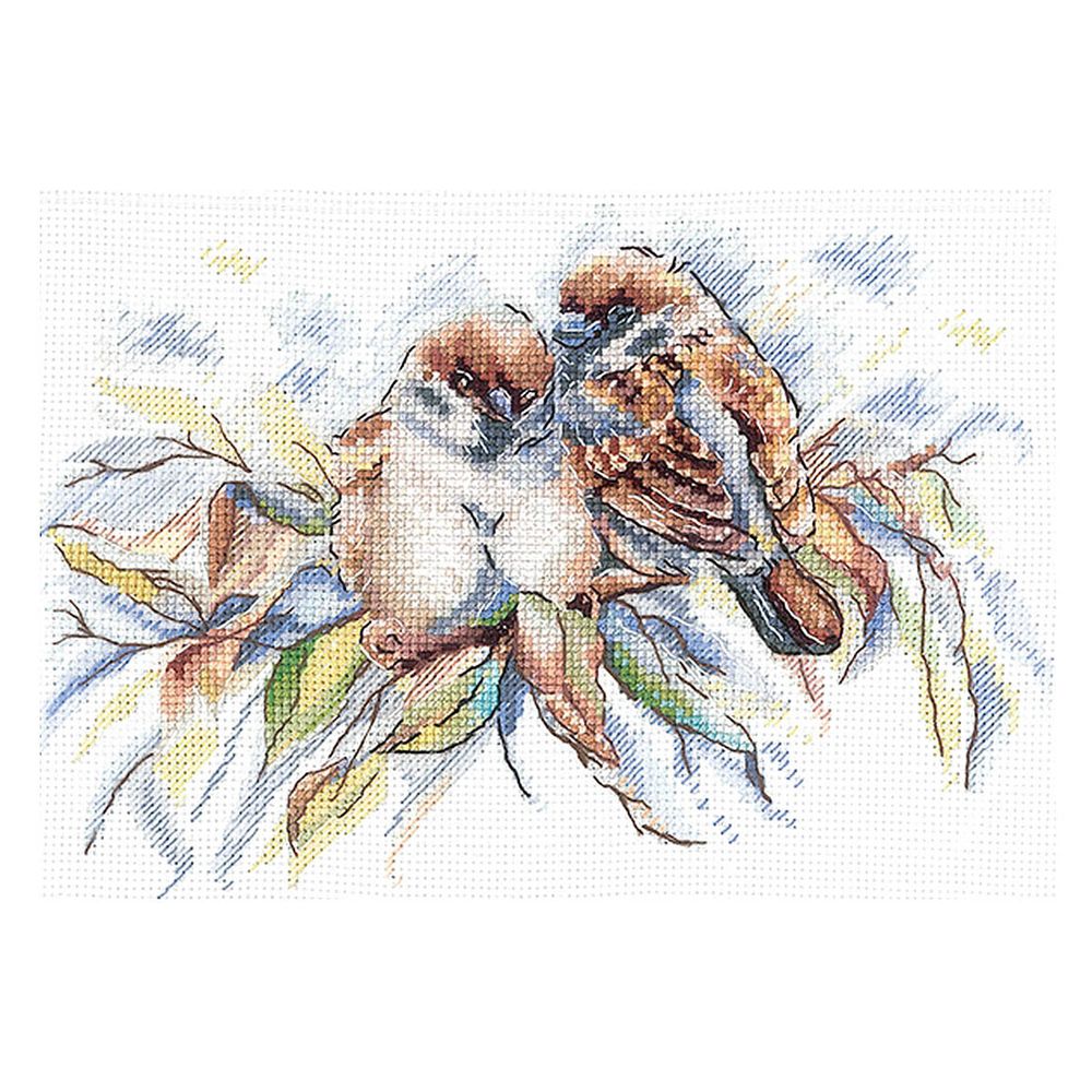 Набор для вышивания нитками Сделай своими руками, Воробьи 12х15см