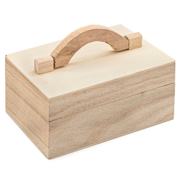 Заготовка для декорирования Шкатулка деревянная с ручкой, павловния/фанера из тополя, 10х6.5х5см