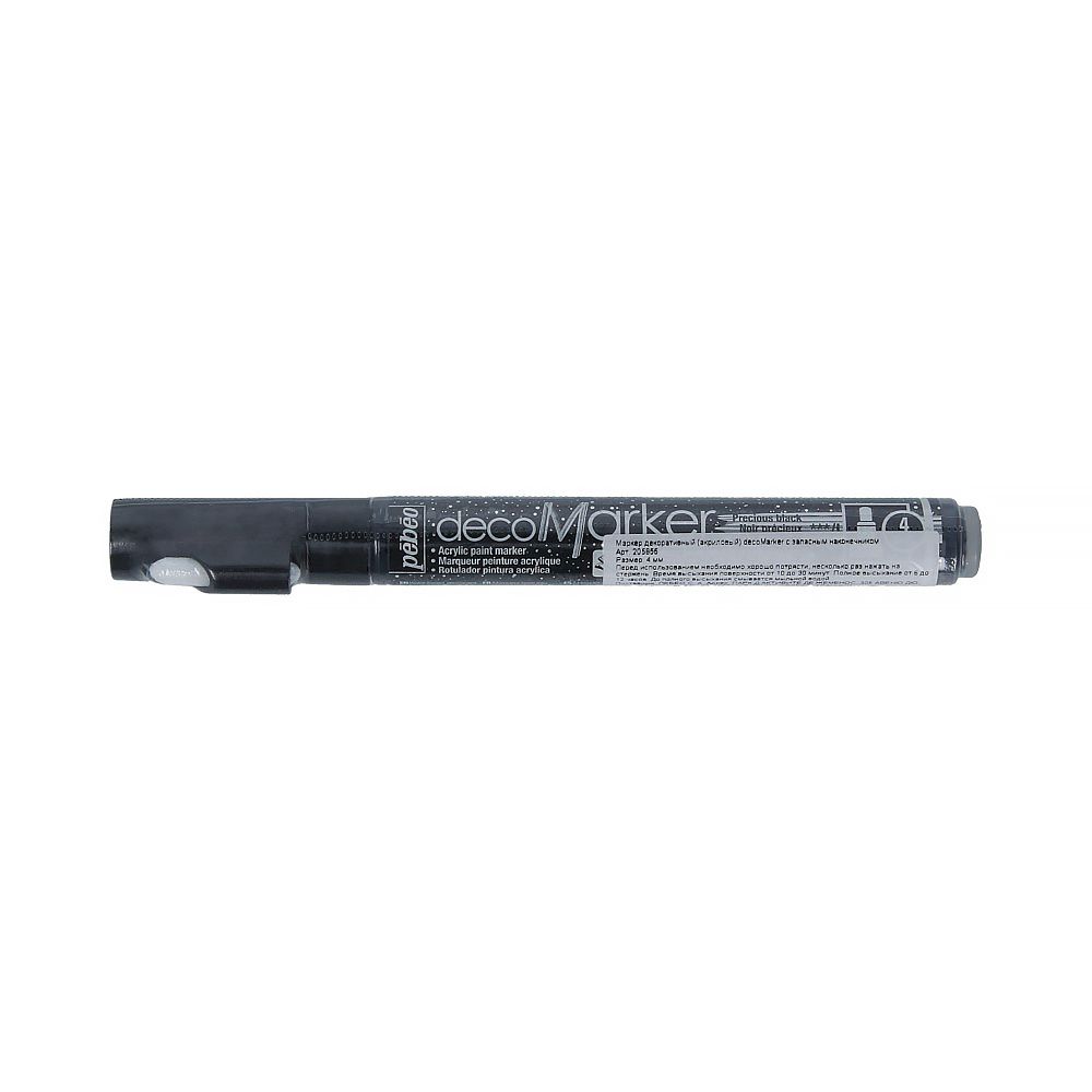 Маркер акриловый 1.4 мм, перо круглое 6 шт, 201555 (205855) черный мерцающий, Pebeo