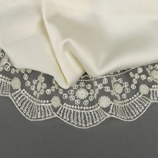 Кружево на сетке 55 мм / 13.71 метра (жесткая сетка), Exclusive TBY J2052W-2, цв.W1515 молочный, Kruzhevo