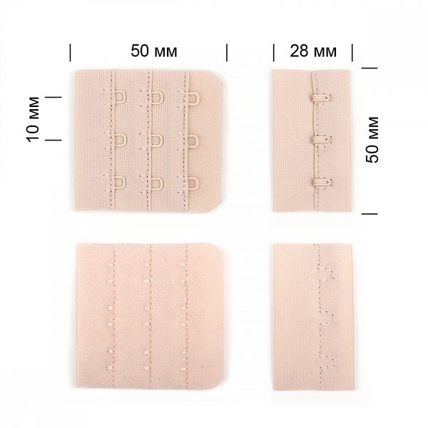 Застежки для бюстгальтера текстильные 3х3, 50 мм, 100 шт, S185 серебристый пион, M09770