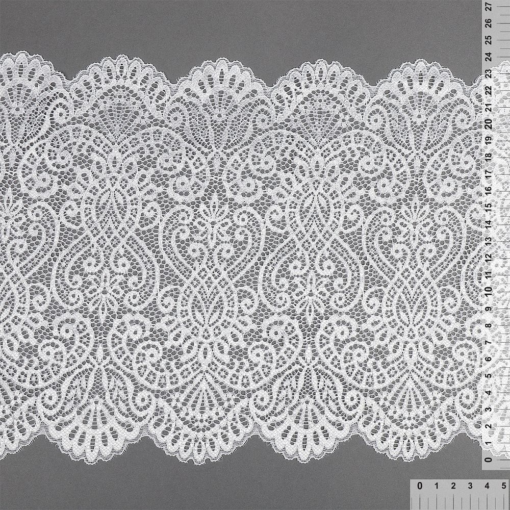 Кружево бельевое эластичное 225 мм / 3 м, 40992 цв.001 белый, Kruzhevo