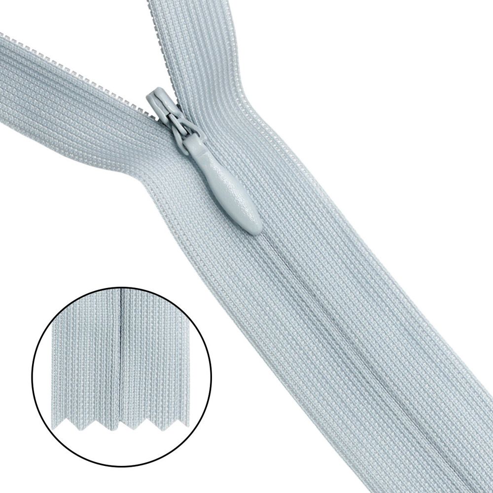 Молния потайная (скрытая) Т3 (3 мм) 1 зам., н/раз., 50 см, серо-голубой, 31281 / 50, 10 шт