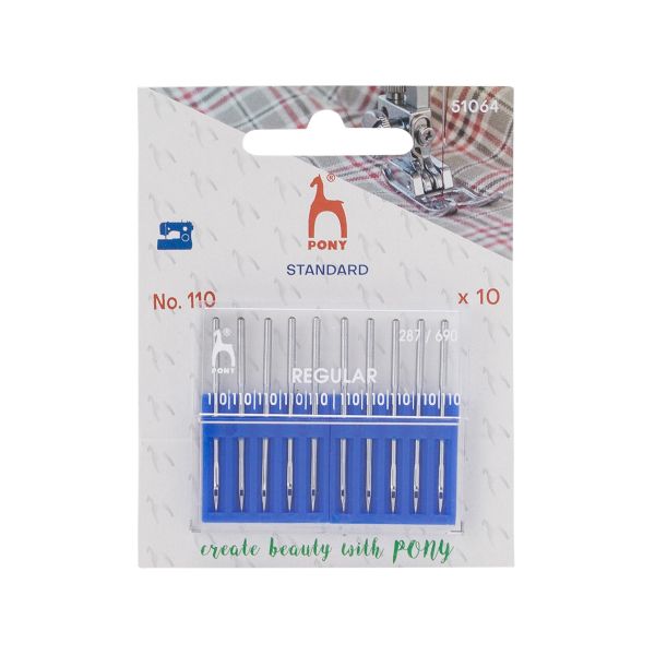 Иглы для промышленных швейных машин универсальные 287/690, №110 с круглой колбой, 10 шт, Pony, 51064