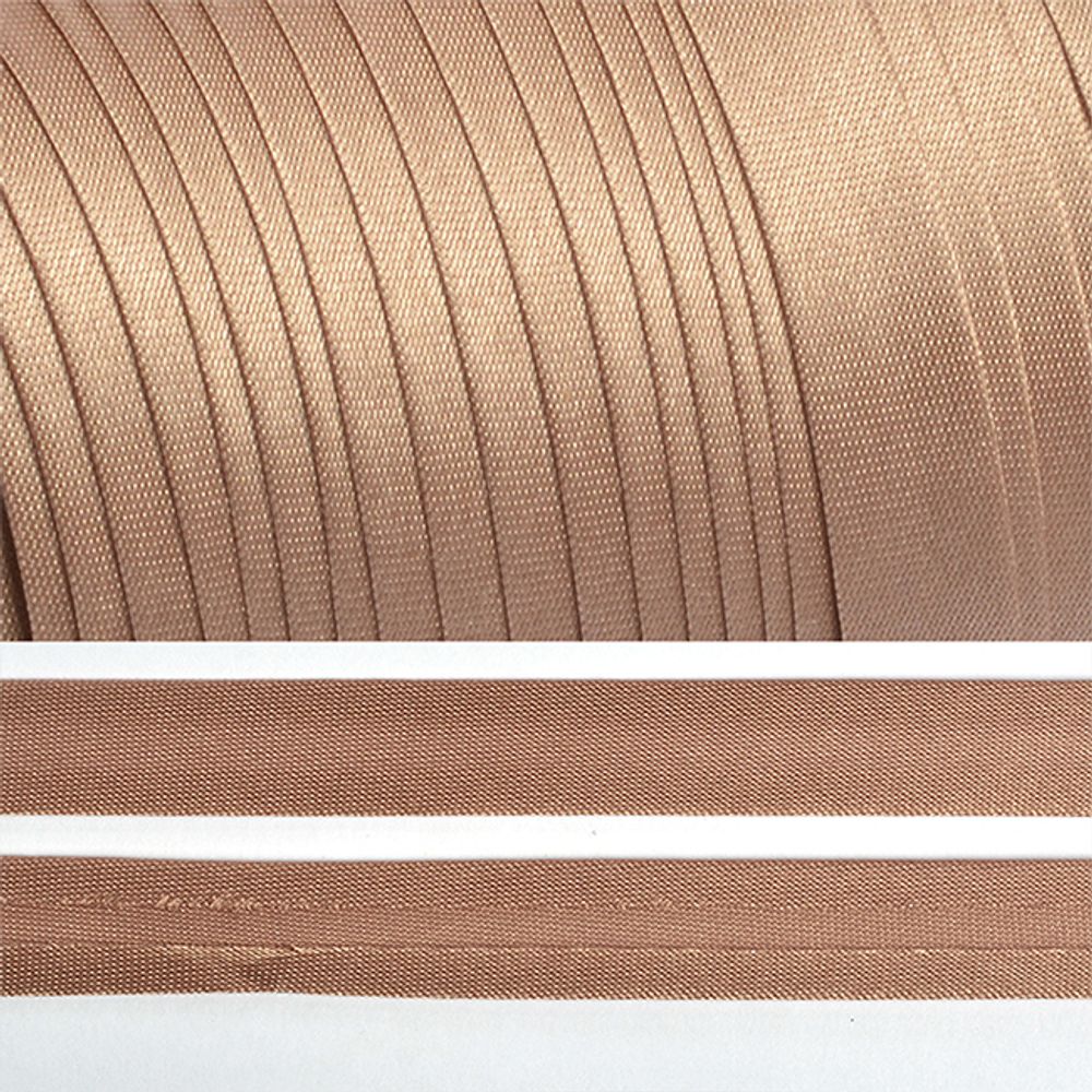 Косая бейка атласная 15 мм / 132±1 метра, BS, 597636, цв.F294 какао