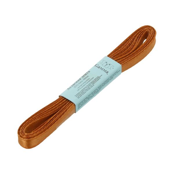 Лента атласная 1-сторонняя 6.0 мм / 10 шт по 5.4 метра, №122 св.коричневый, Gamma AL-6P