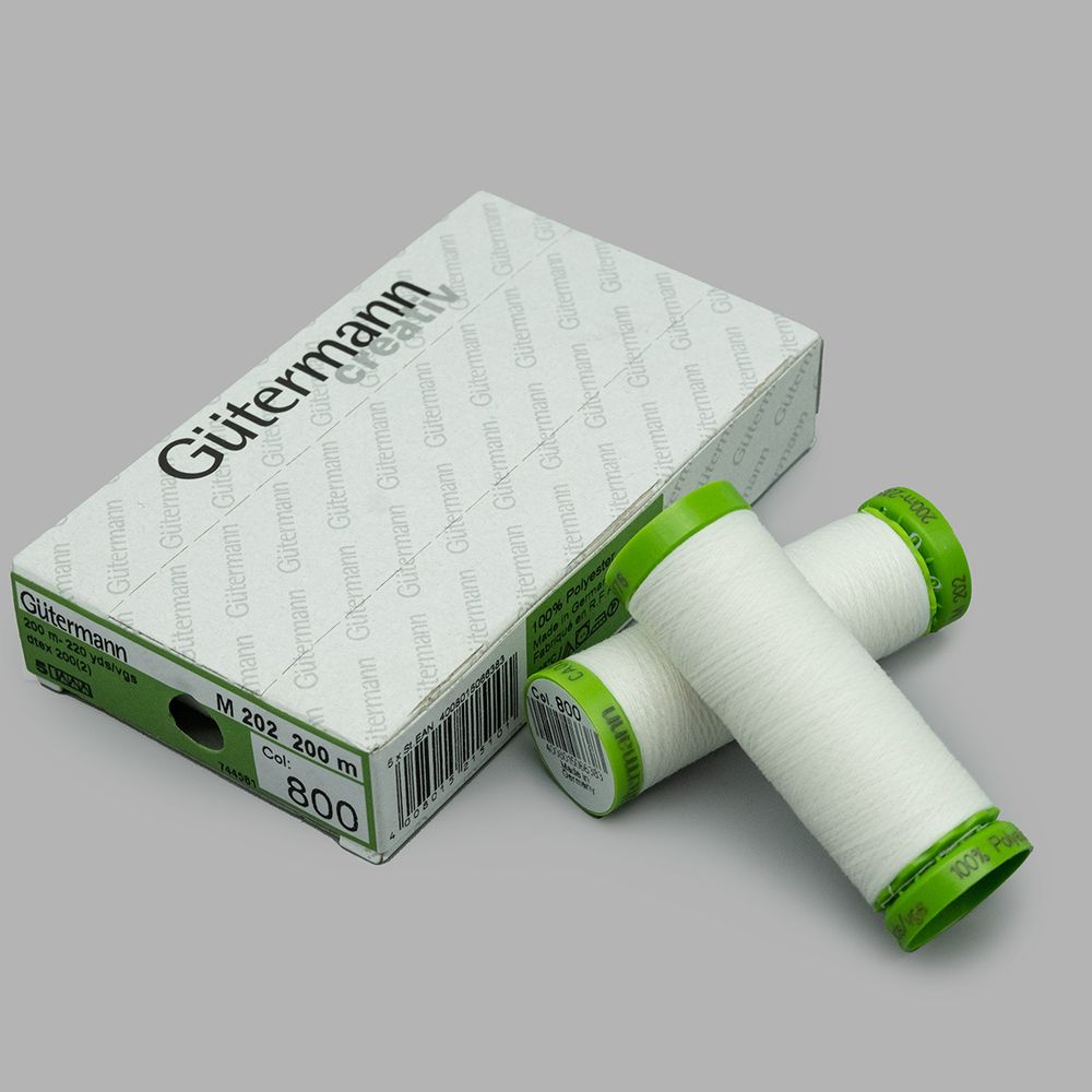 Нитки для тонких тканей Gutermann Extra Fine 150, 200м, _800 белый, 5 катушек