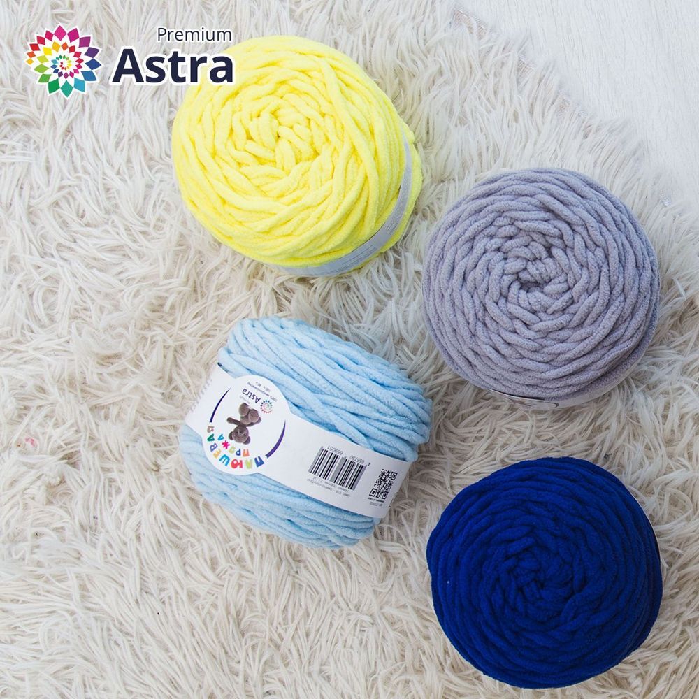 Пряжа Astra Premium (Астра Премиум) Плюшевая / уп.2 мот. по 100 г, 80 м, 516 св.голубой