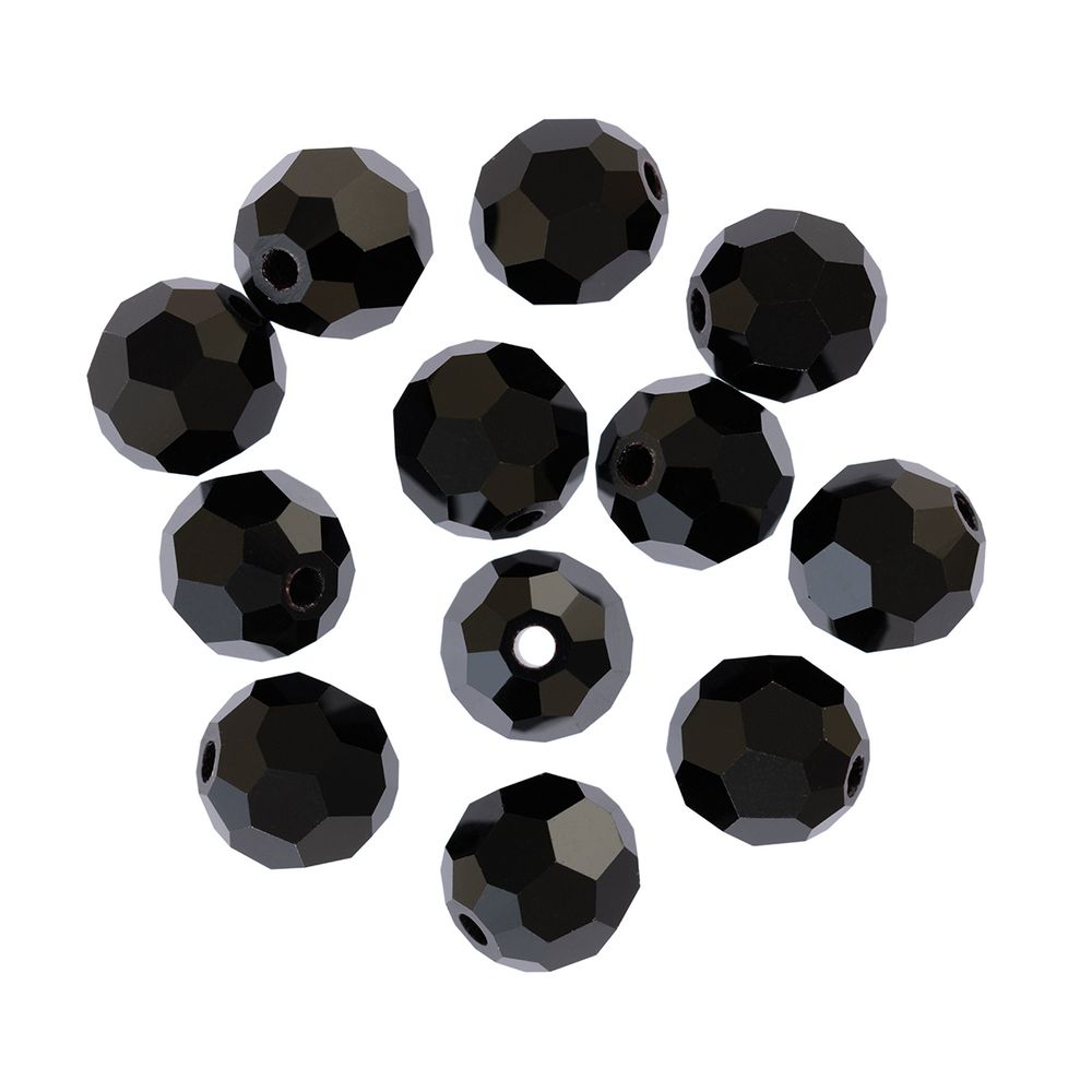 Бусины стекло ⌀6 мм, 12 шт, черный/jet, Preciosa 451-19-602