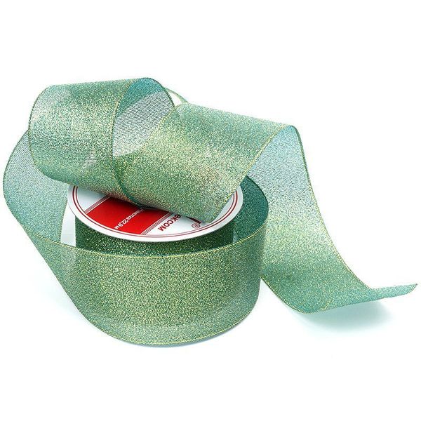 Лента с люрексом 50 мм, 058 зеленый, уп. 22,85 м