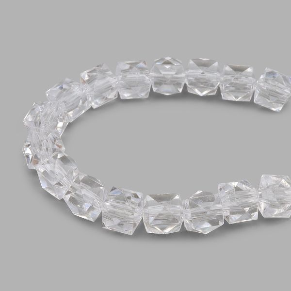 Бусины акрил ⌀10 мм, прозрач. в цвете, граненый куб, 50 г, Astra&Craft (MG.3245-17 прозрачный)