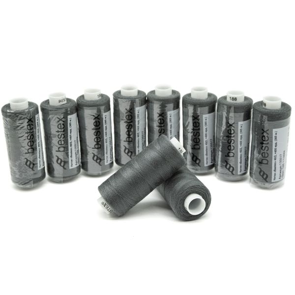 Нитки швейные бытовые Bestex 40/2, 365 м (400 ярд) / 10 кат., 188 темно-серый