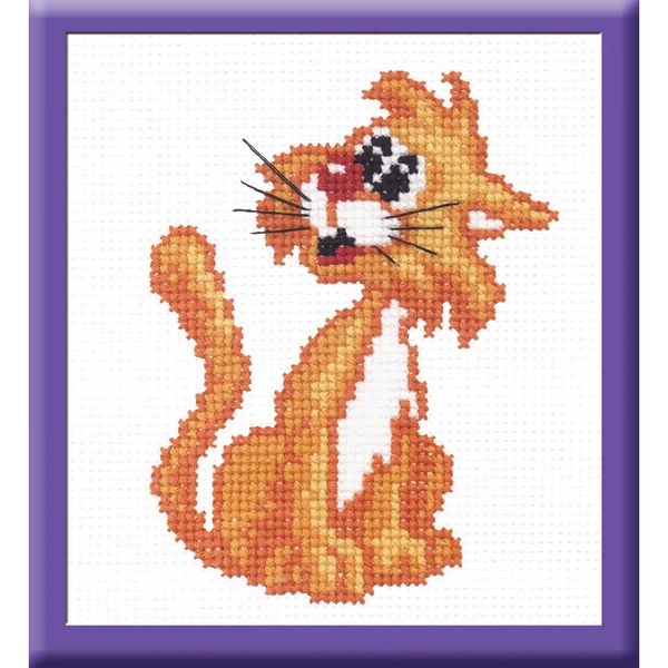 Набор для вышивания нитками РС Студия, Рыжий кот 14х11 см