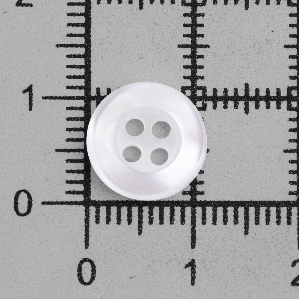 Пуговица 18L (11мм) 4 прокола, пластик (белый), БС1743, 12 шт