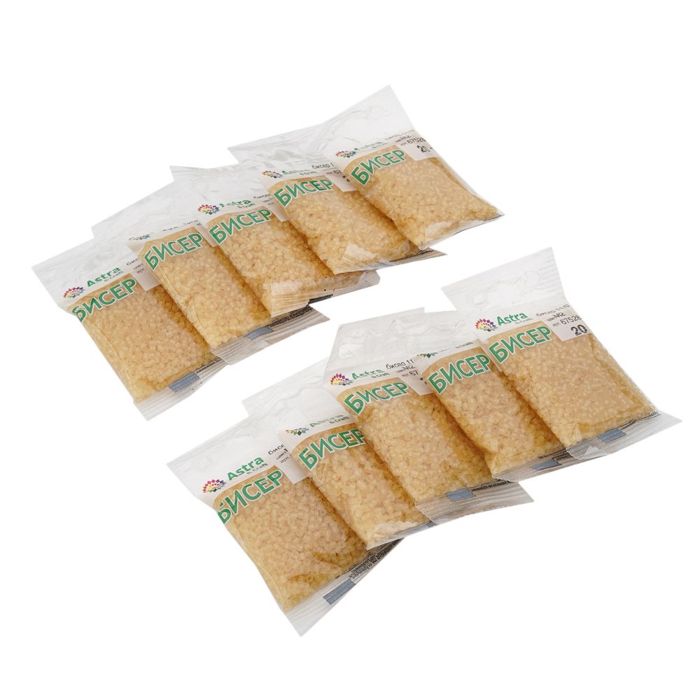 Бисер Astra&Craft 11/0 (2.1 мм), 200 г (10х20 г), цв. М2 охра/прозрачный, матовый