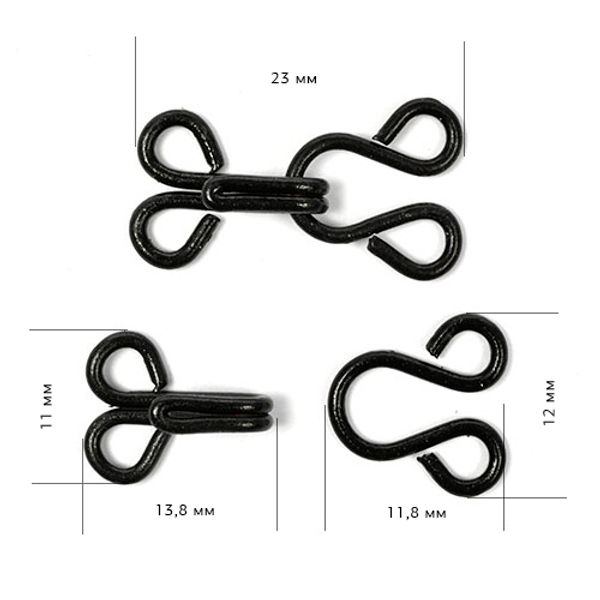 Крючки пришивные 23х12 мм, №4, ТВ-НЕ-А, цв. никель черный уп. 400 шт