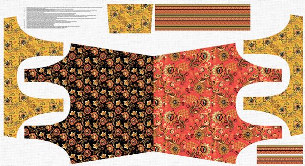 Ткань для пэчворка Peppy Русские традиции, рулон 112 см / 5 метров, РТ-01 Панель сумка, Peppy