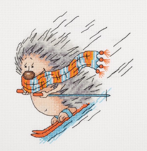 Набор для вышивания нитками Klart, Зимний Ежик, 15х17 см