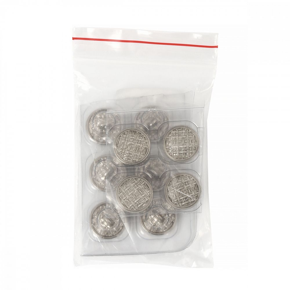 Пуговицы на ножке металлические 24L=15мм, С-MP06 цв.серебро, 10 шт