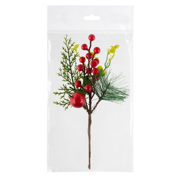 Веточка хвойная с ягодами 3 шт, 26 см, 01, Blumentag VDF-125