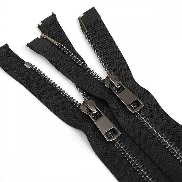 Молния металл Т5 (5 мм) 2 зам., разъем., 90 см, черн. никель, титан, цв.F322 черный, 10 шт, Mzipp