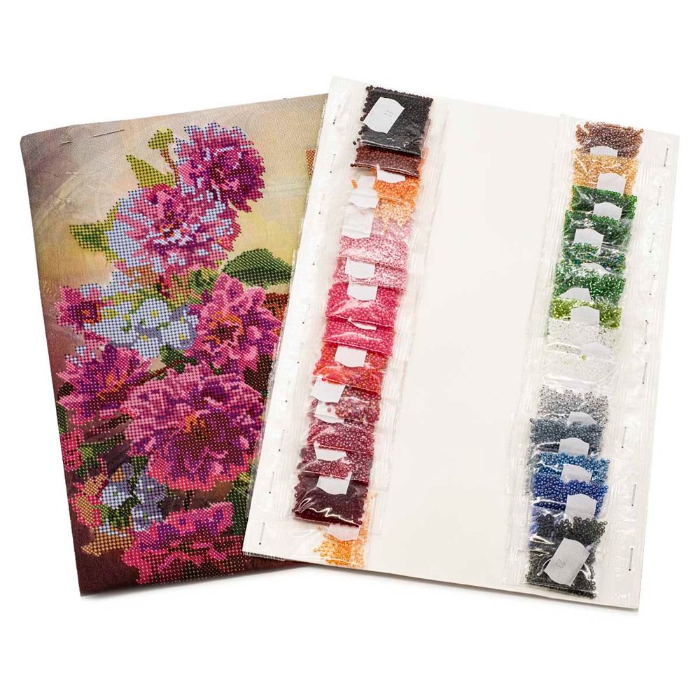 Набор для вышивания бисером Hobby&Pro, Георгины, 34х28 см