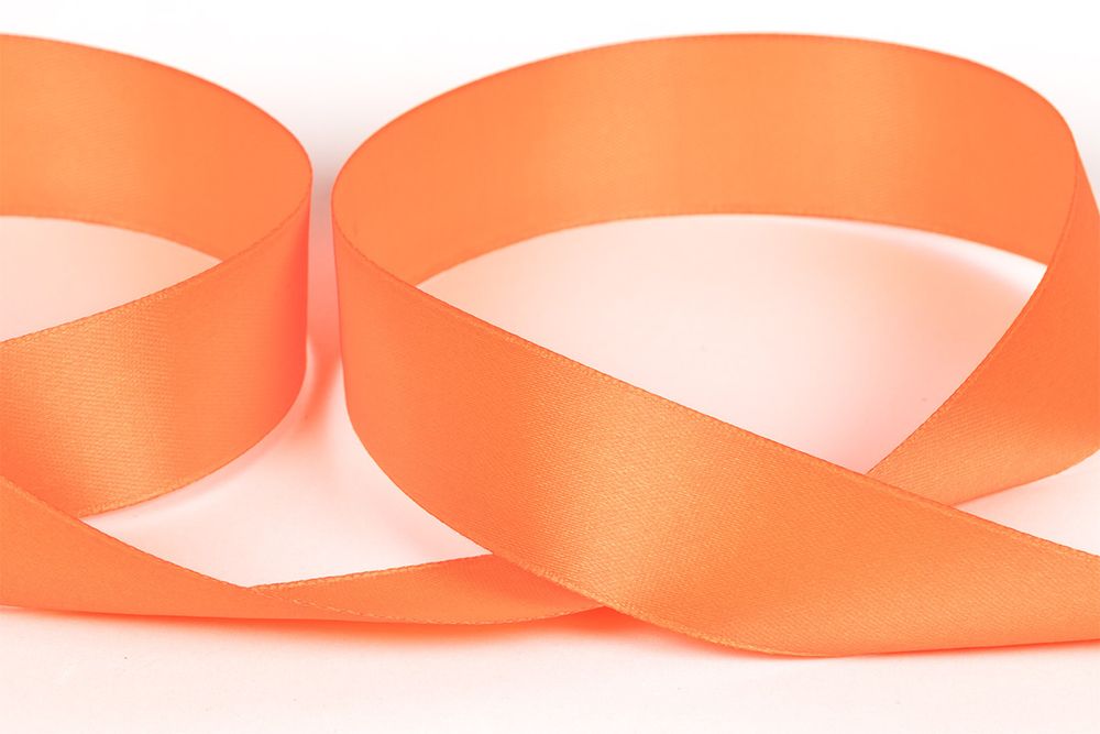 Лента атласная 1-сторонняя 25.0 мм / 33±2 метра, №511N(15-1360) оранжевый(неон), Gamma