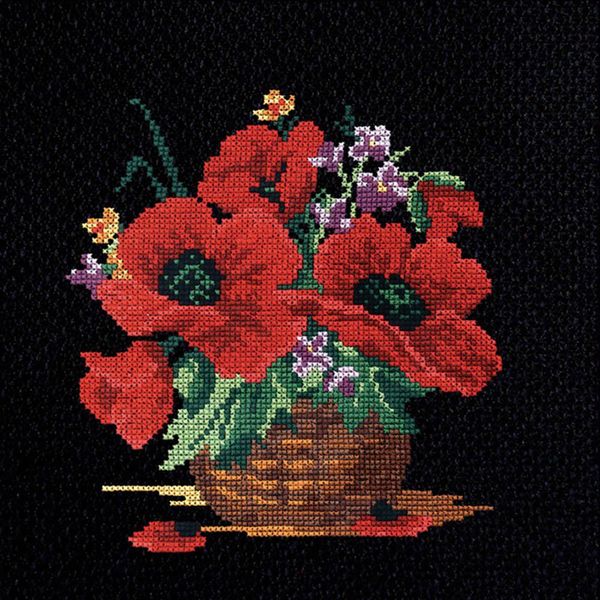 Набор для вышивания нитками РС Студия, Маки 22х21 см