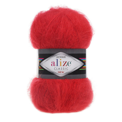 Пряжа Alize (Ализе) Mohair Classic New / уп.5 мот. по 100 г, 200м, 056 красный A