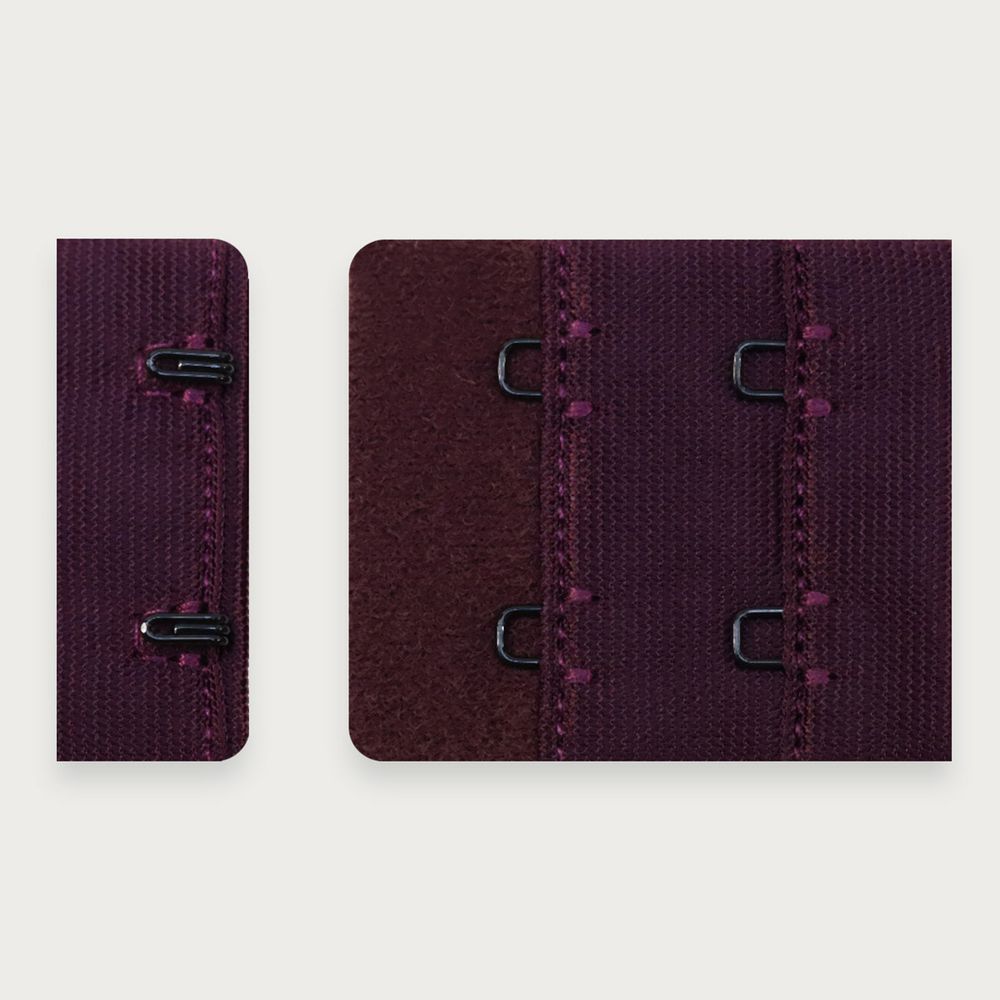 Застежки для бюстгальтера текстильные 2х2, 38 мм, 25 шт, 076 сливовое вино, Arta