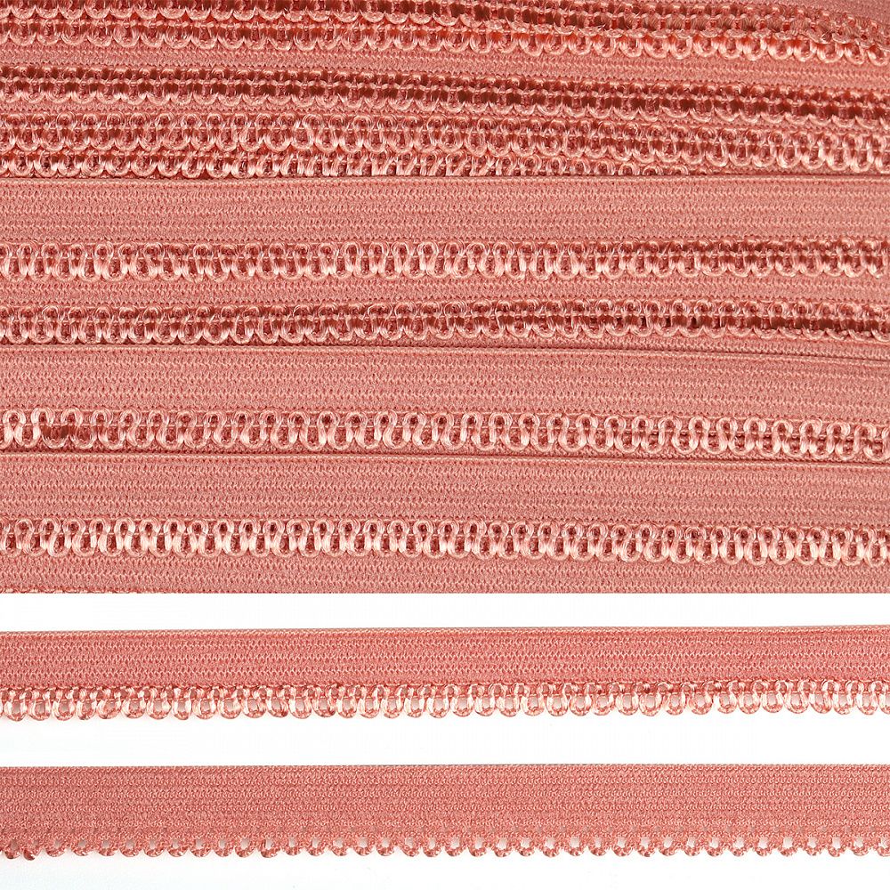 Резинка бельевая (ажурная) 10 мм / 100 метров, RB03154 F154 розовый персик