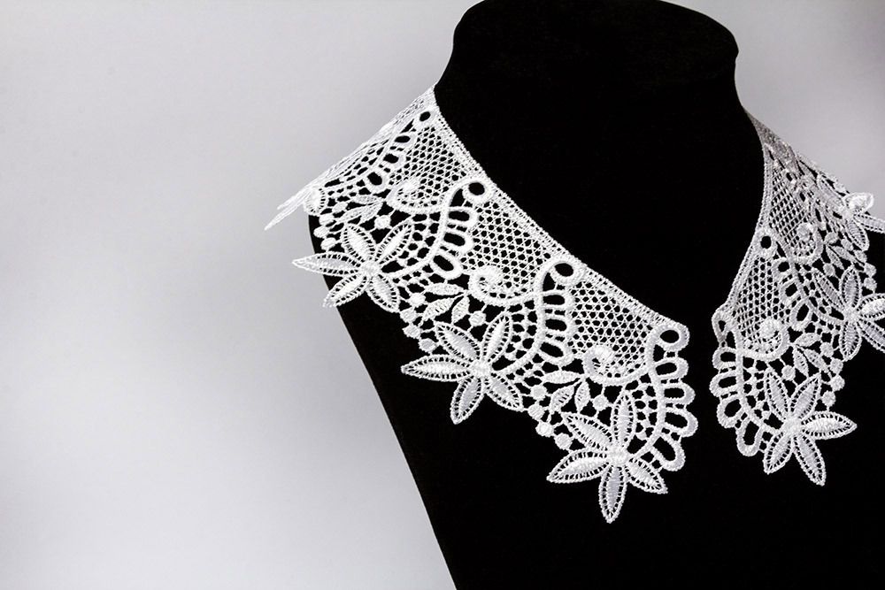 Пришивной кружевной воротник гипюр 6.5 см, 5 пар Турция, белый, Gamma VGM-65-02