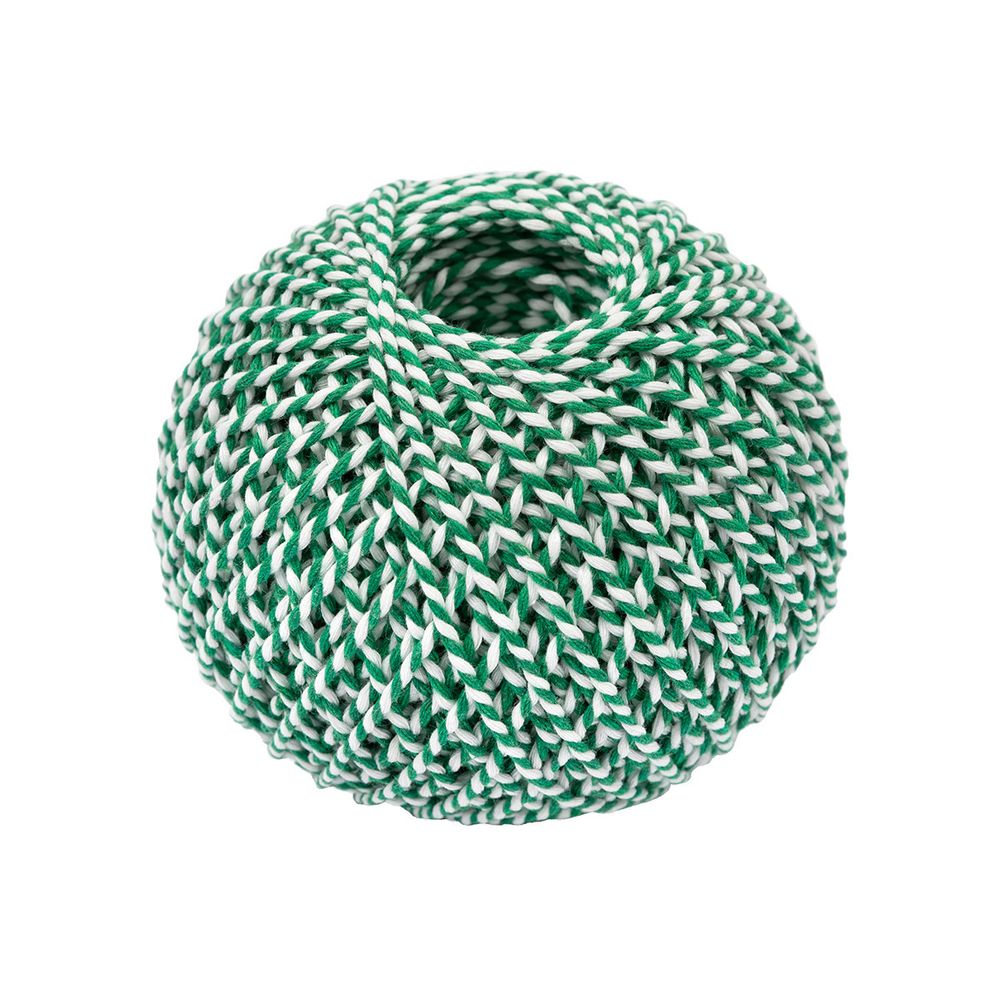 Шпагат х/б ⌀2.0 мм, 100 м, клубок, бело-зеленый, Gamma ШХ4